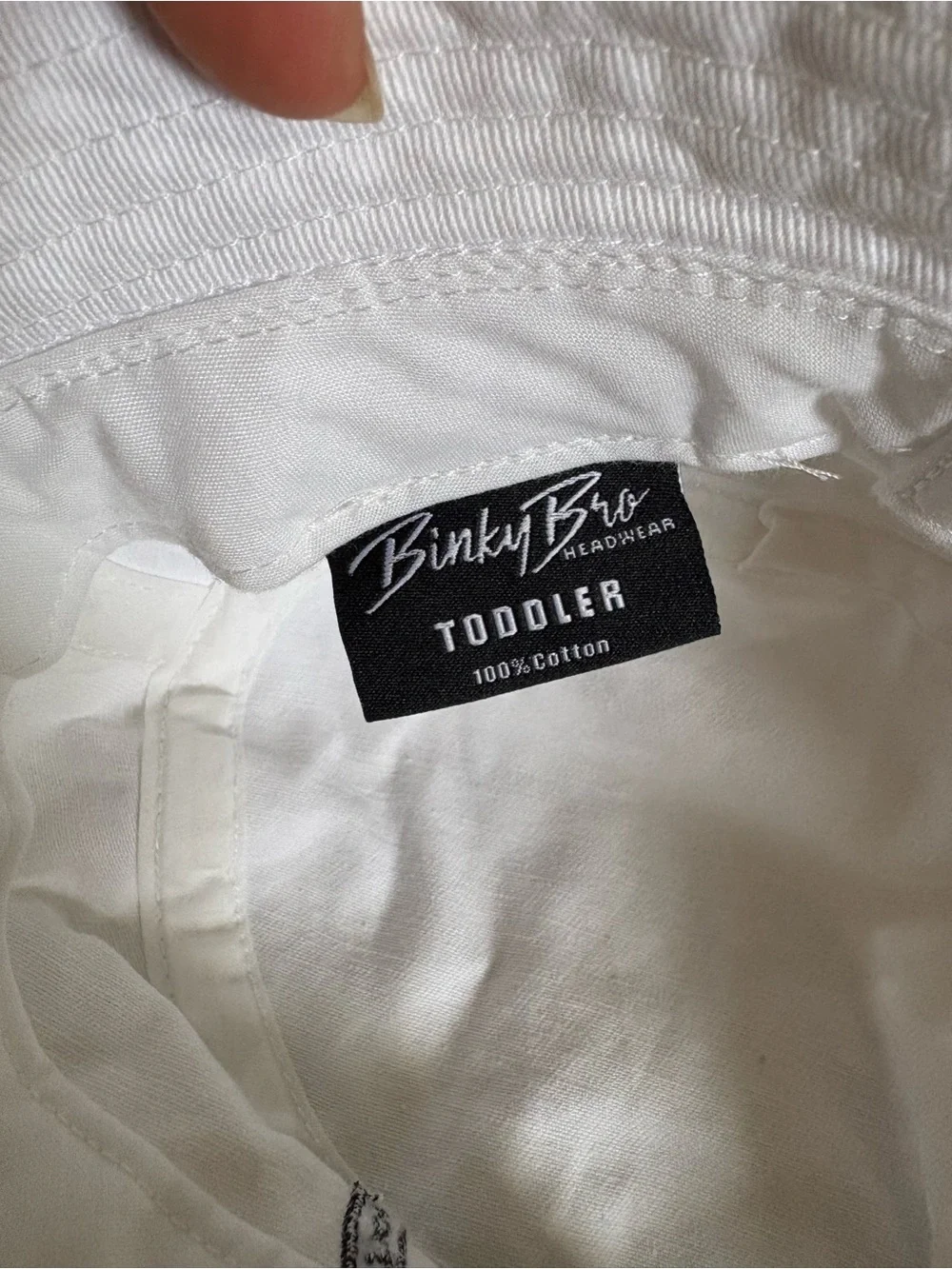 Binky Bro White toddler Bucket Hat with Embroidered Logo